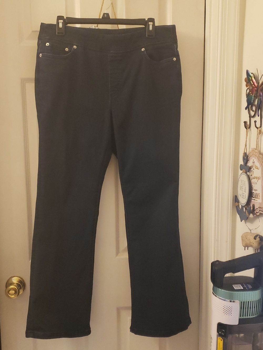 Denim&Co  Dark Wash Flare Jeans - Classic Wide Leg